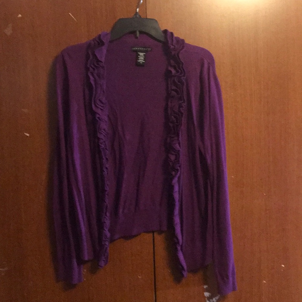 Apostrophe purple cardigan sweater
